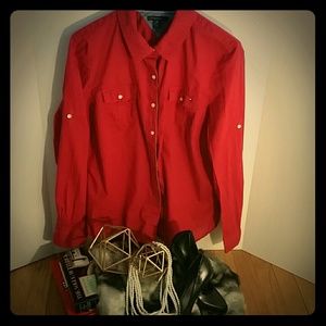 Tommy Hillier Red button up blouse